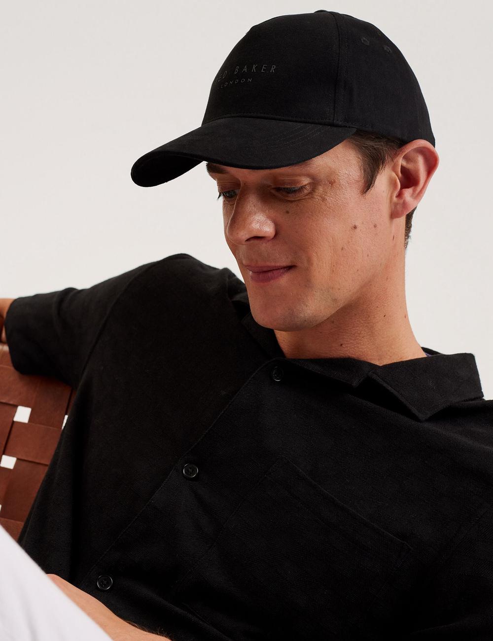 Men Ted Baker FREDDS – Branded Baseball Caps Black | Egypt  NHYBR-1869