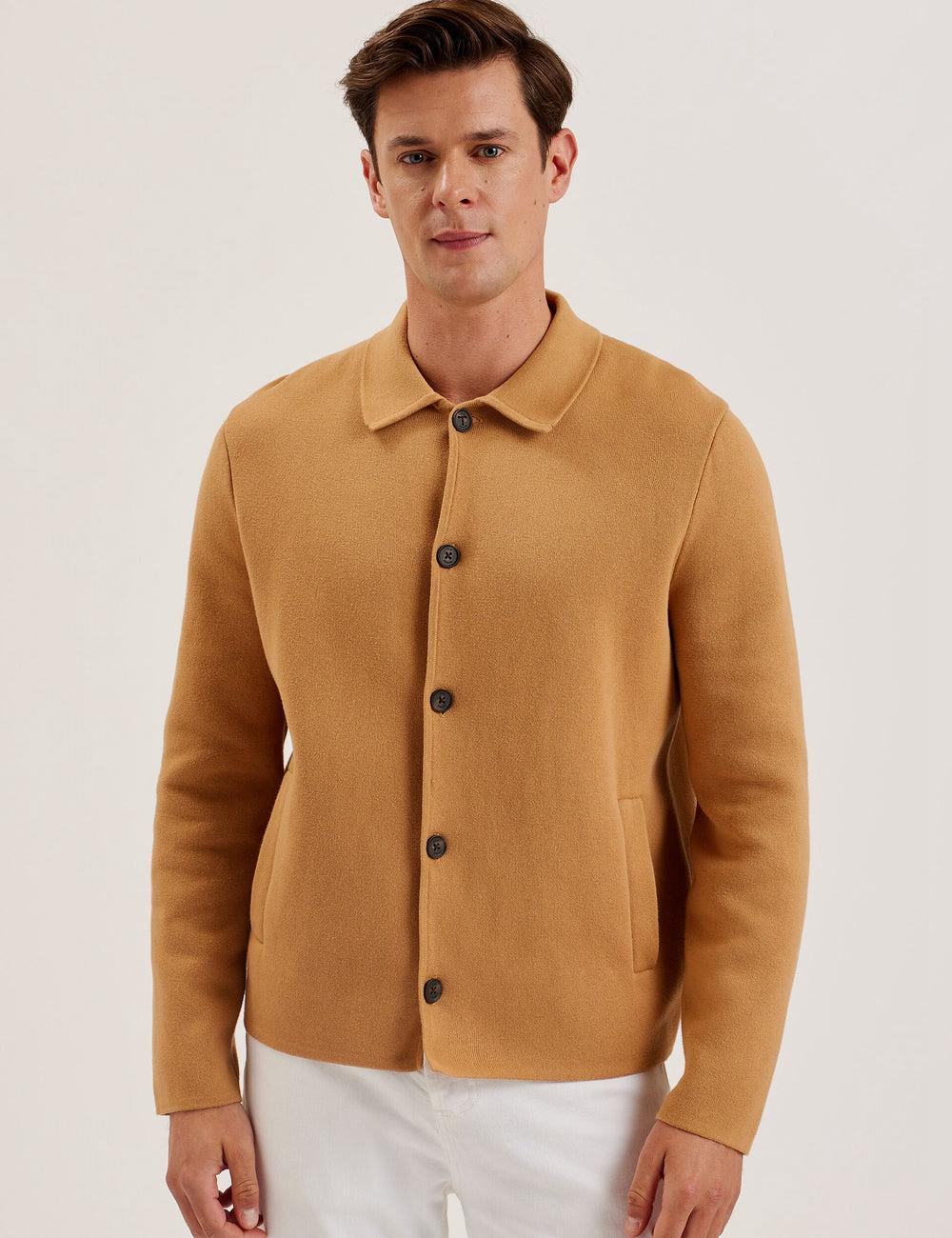 Men Ted Baker FREDER - Knitted Cotton Blend Overshirts Brown | Egypt  YRZBM-5834