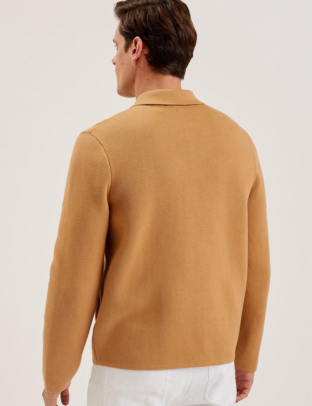 Men Ted Baker FREDER - Knitted Cotton Blend Overshirts Brown | Egypt  YRZBM-5834