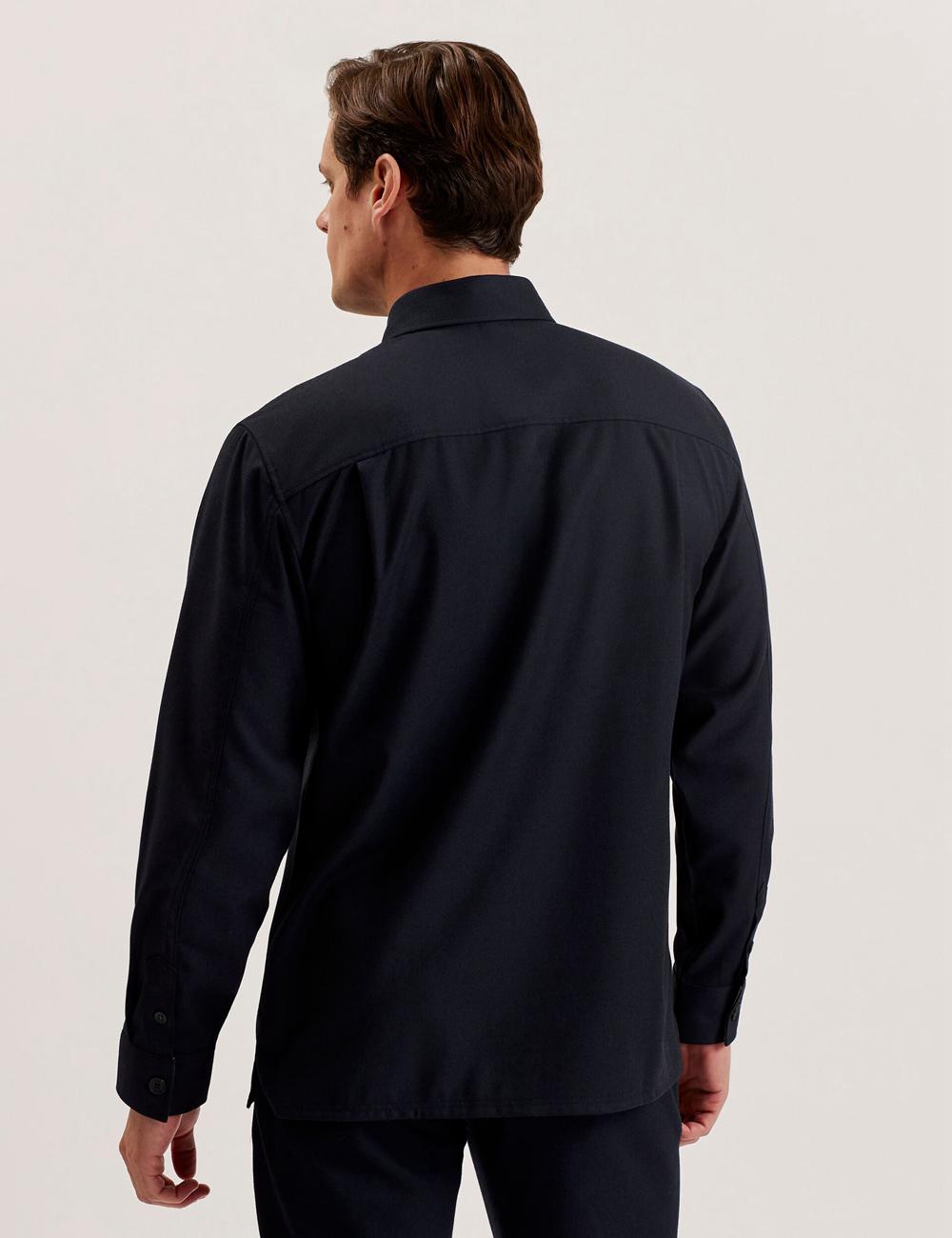Men Ted Baker GAIUS - Wool Blend With Pocket Detail Casual Shirts Navy | Egypt  DGPUN-9103