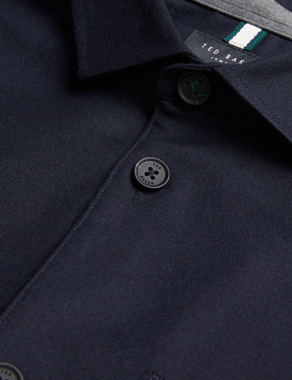 Men Ted Baker GAIUS - Wool Blend With Pocket Detail Casual Shirts Navy | Egypt  DGPUN-9103
