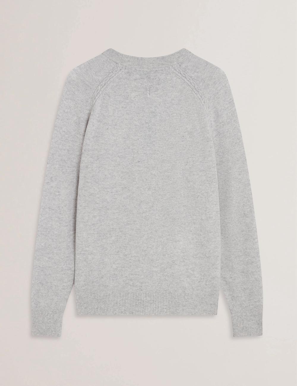 Men Ted Baker GLANT - Cashmere Cable Detail Crew Neck Jumpers Grey | Egypt  RQAEN-7628