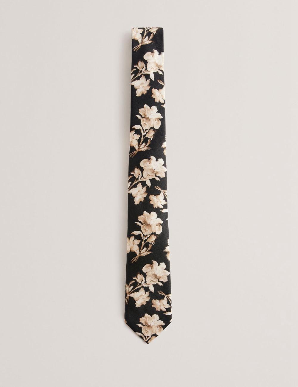 Men Ted Baker GOULDE - Two Tone Floral Print Silk Ties Black | Egypt  MTPIL-0258