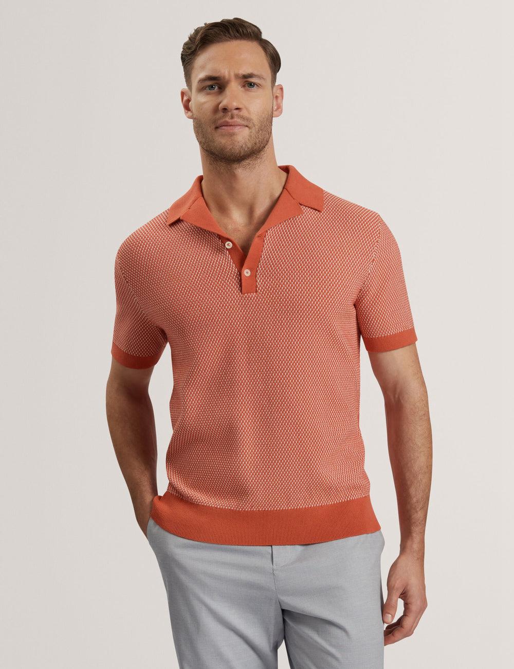 Men Ted Baker GREGRY - Short Sleeve Small Stitch Knitted Polos Shirts Red | Egypt  WYBSP-7582
