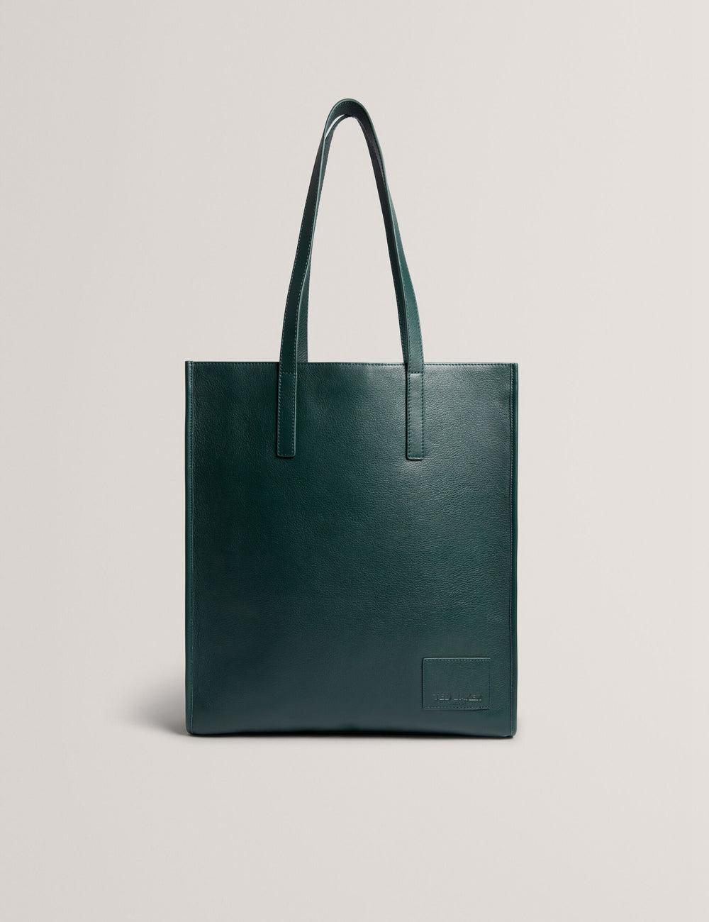 Men Ted Baker GRIFFIS - Tall Grained Leather Tote Bags Dk-Green | Egypt  KAFZM-7265