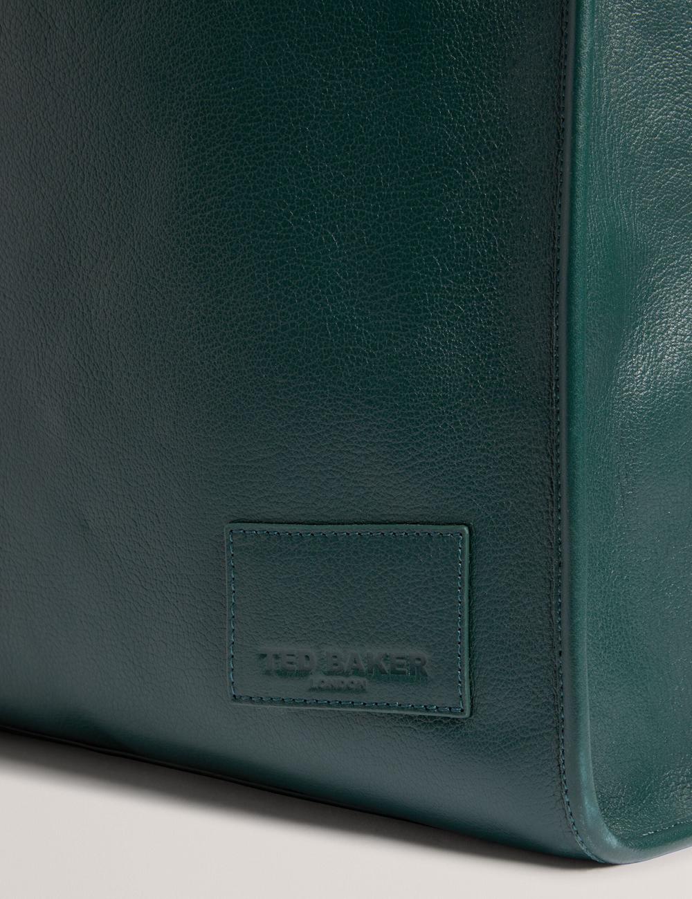 Men Ted Baker GRIFFIS - Tall Grained Leather Tote Bags Dk-Green | Egypt  KAFZM-7265