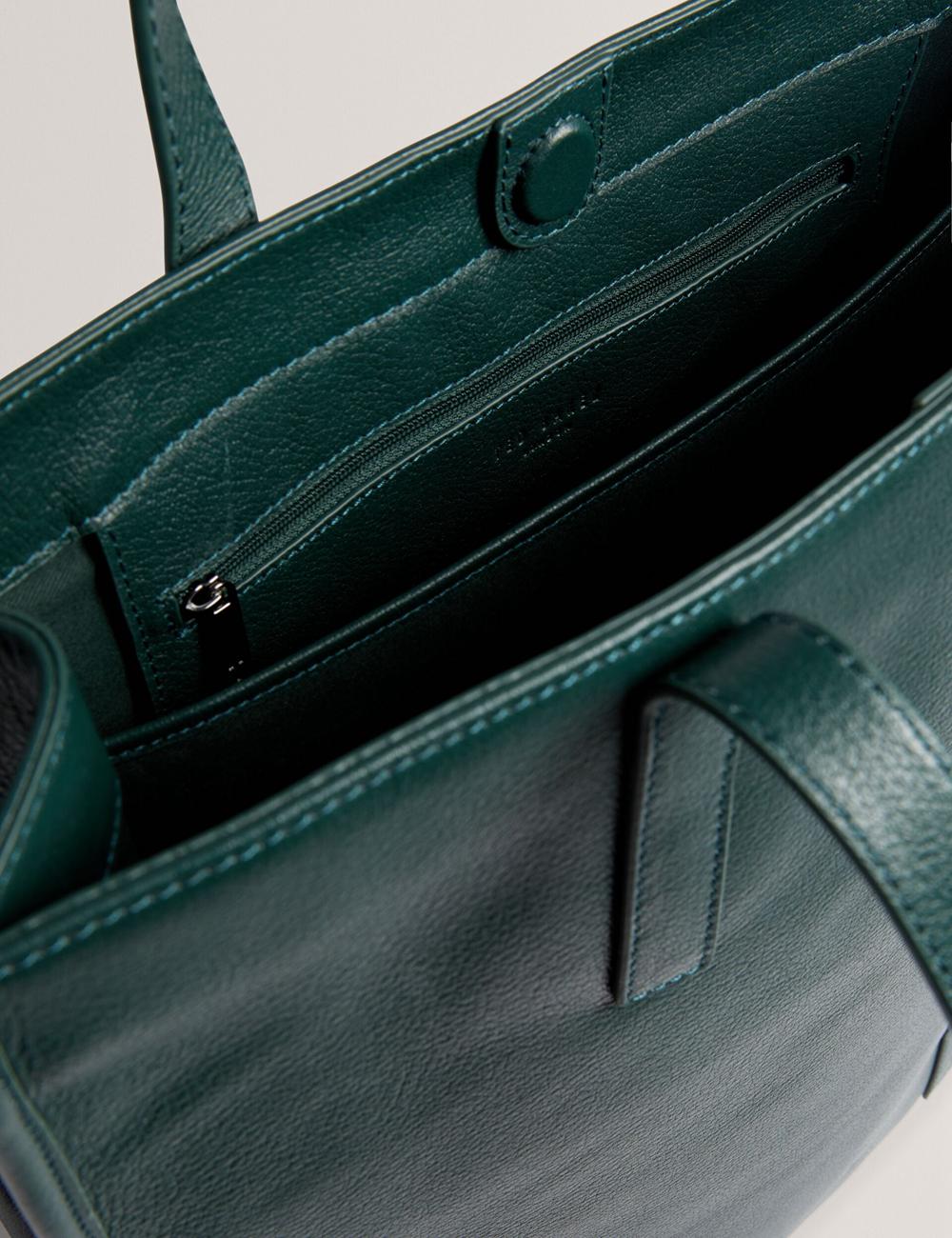 Men Ted Baker GRIFFIS - Tall Grained Leather Tote Bags Dk-Green | Egypt  KAFZM-7265