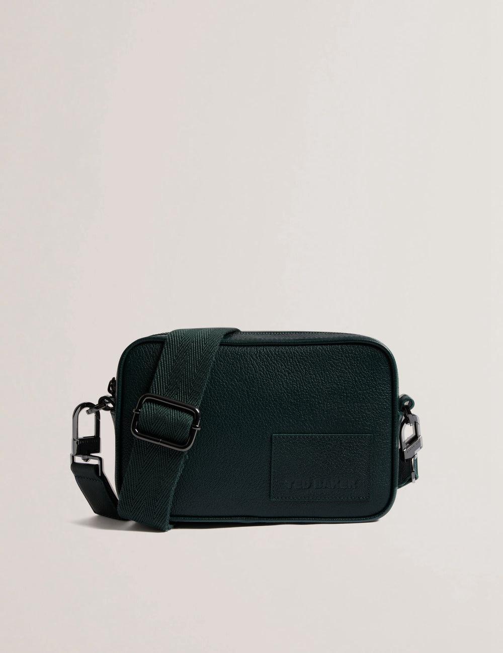 Men Ted Baker GRIFIN - Grained Leather Crossbody Pouch Crossbody Bags Dk-Green | Egypt  KRYNT-3570