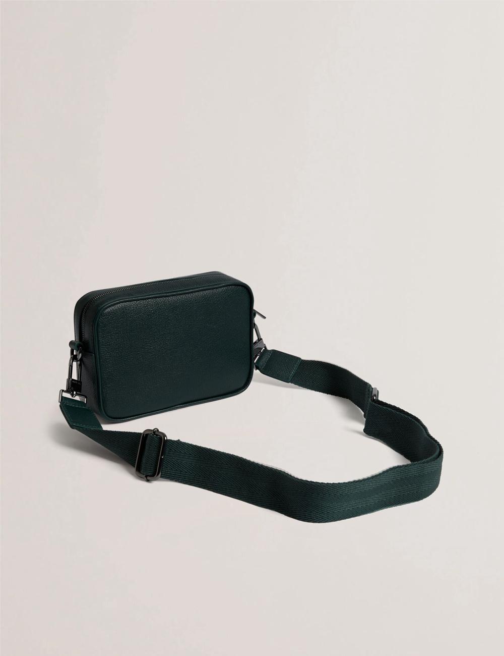 Men Ted Baker GRIFIN - Grained Leather Crossbody Pouch Crossbody Bags Dk-Green | Egypt  KRYNT-3570