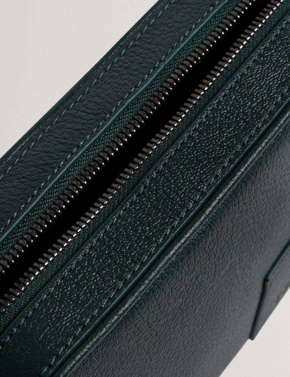 Men Ted Baker GRIFIN - Grained Leather Crossbody Pouch Crossbody Bags Dk-Green | Egypt  KRYNT-3570