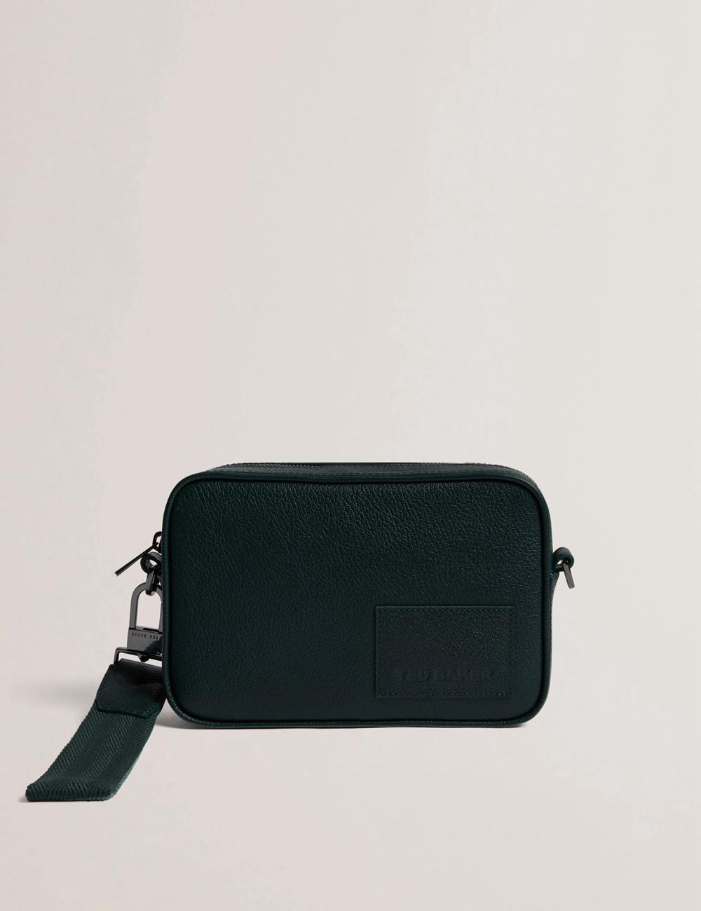 Men Ted Baker GRIFIN - Grained Leather Crossbody Pouch Crossbody Bags Dk-Green | Egypt  KRYNT-3570