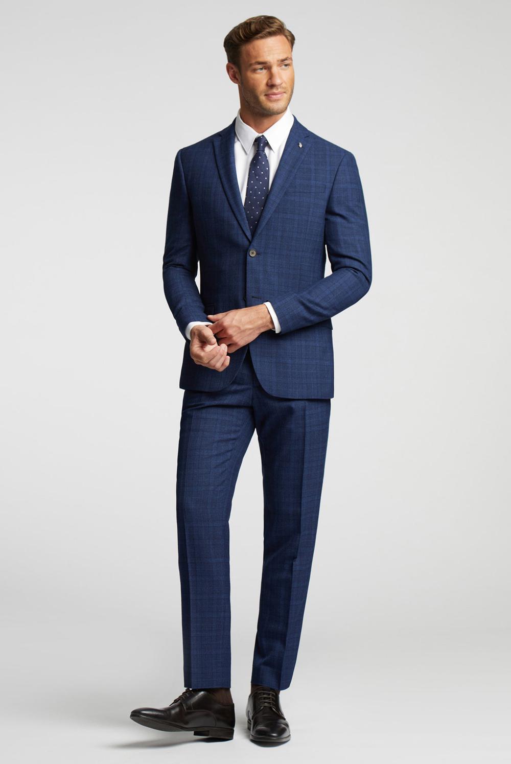 Men Ted Baker HOYLETS - Soft Check Slim Fit Suit Trousers Navy | Egypt  WAREI-2810