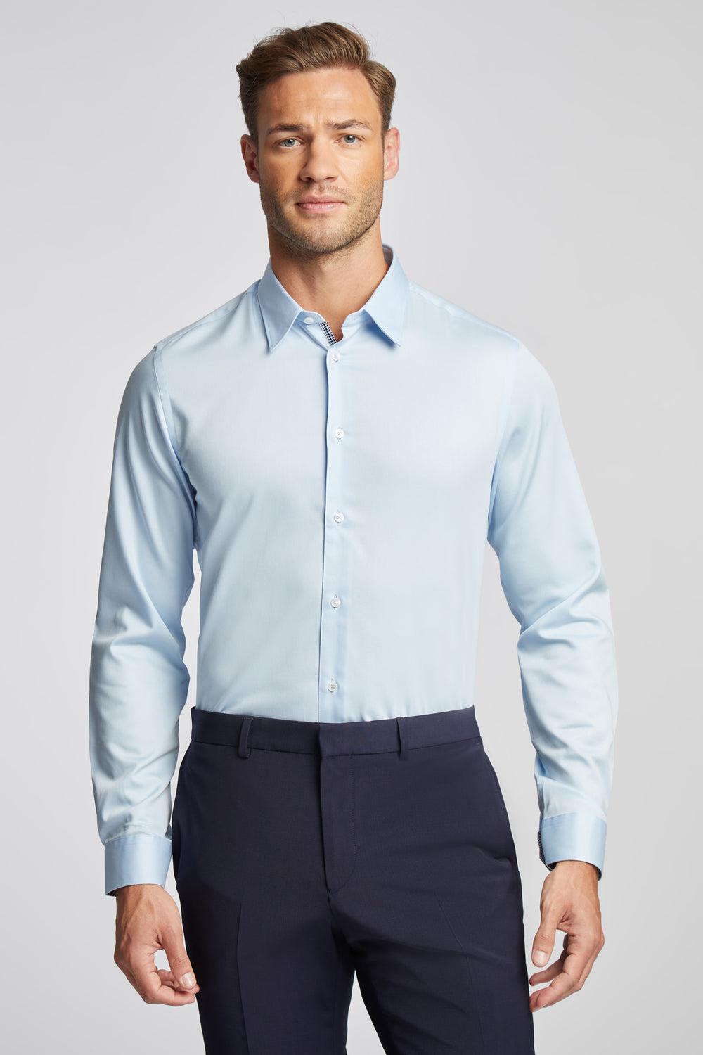 Men Ted Baker ISLA - Slim Fit Pure Cotton Formal Shirts Blue | Egypt  DMJPQ-7052