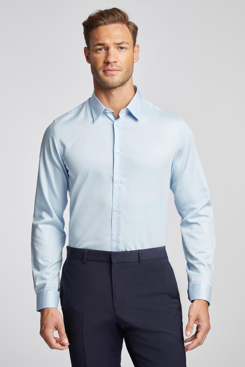 Men Ted Baker ISLA - Slim Fit Pure Cotton Formal Shirts Blue | Egypt  DMJPQ-7052