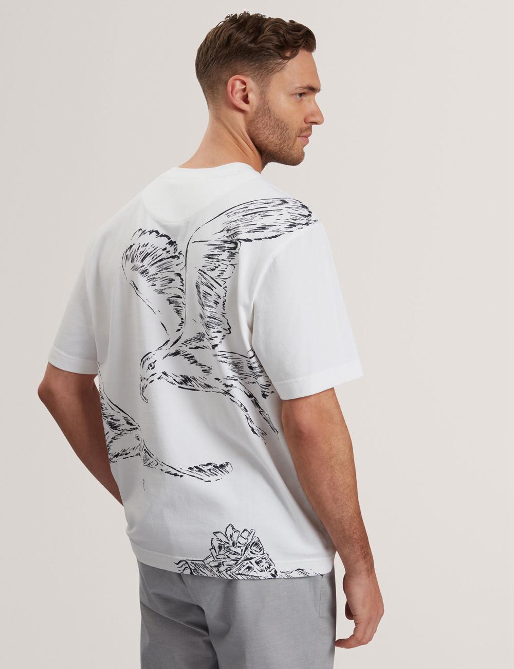 Men Ted Baker JAMESIO - Short Sleeve Graphic Seagull T-Shirts White | Egypt  SPQRH-2197