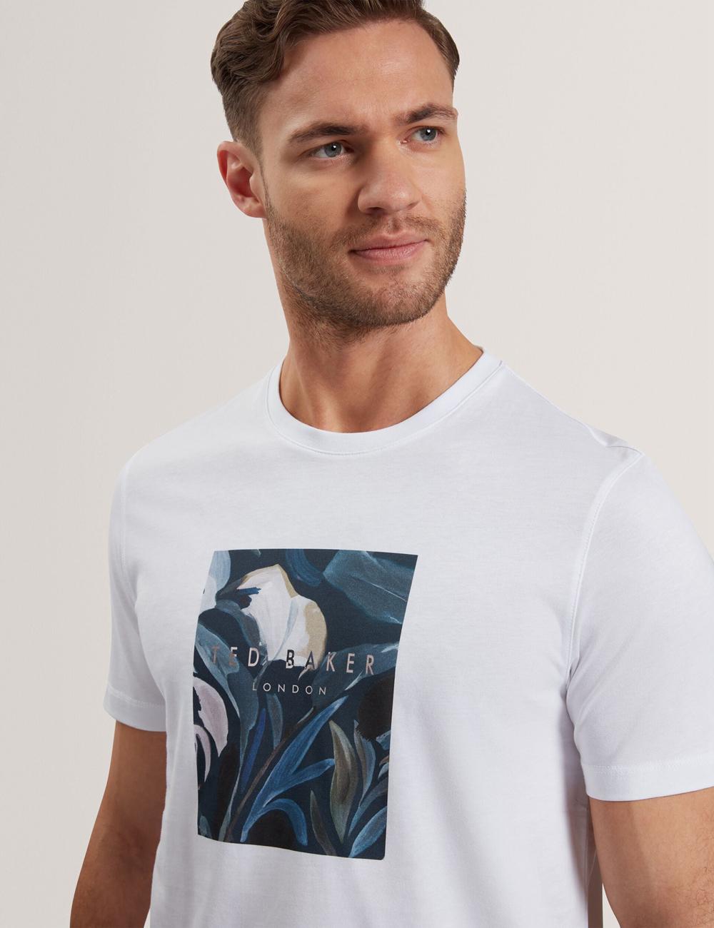 Men Ted Baker JUSTINO - Branded Box Print Graphic Cotton T-Shirts White | Egypt  MRIJY-2860