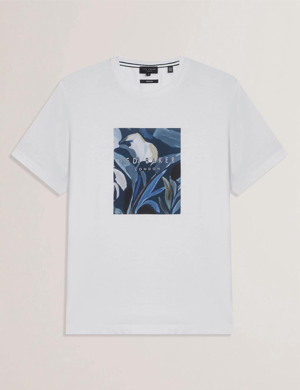 Men Ted Baker JUSTINO - Branded Box Print Graphic Cotton T-Shirts White | Egypt  MRIJY-2860