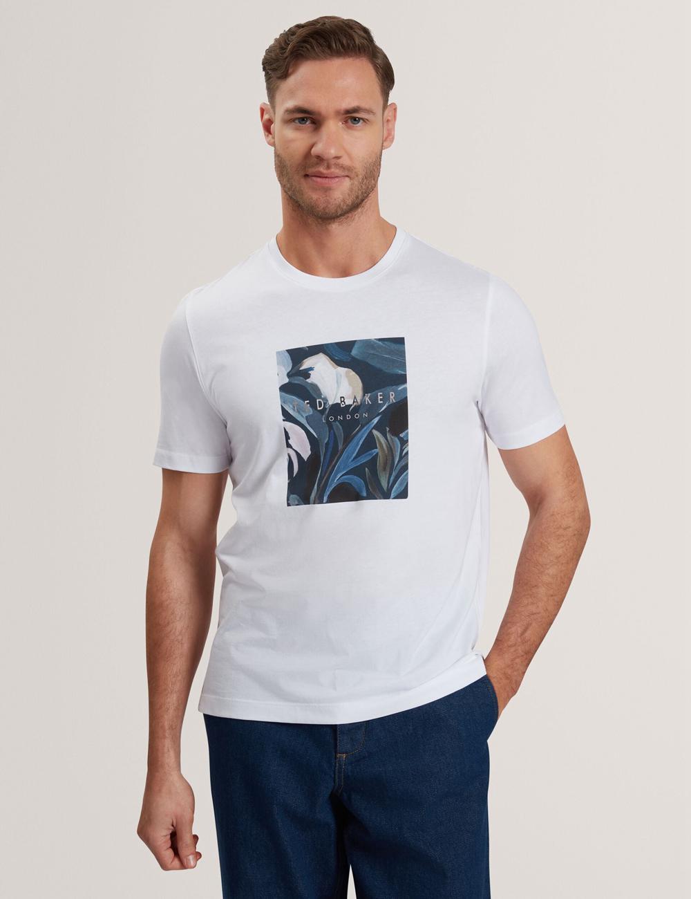 Men Ted Baker JUSTINO - Branded Box Print Graphic Cotton T-Shirts White | Egypt  MRIJY-2860