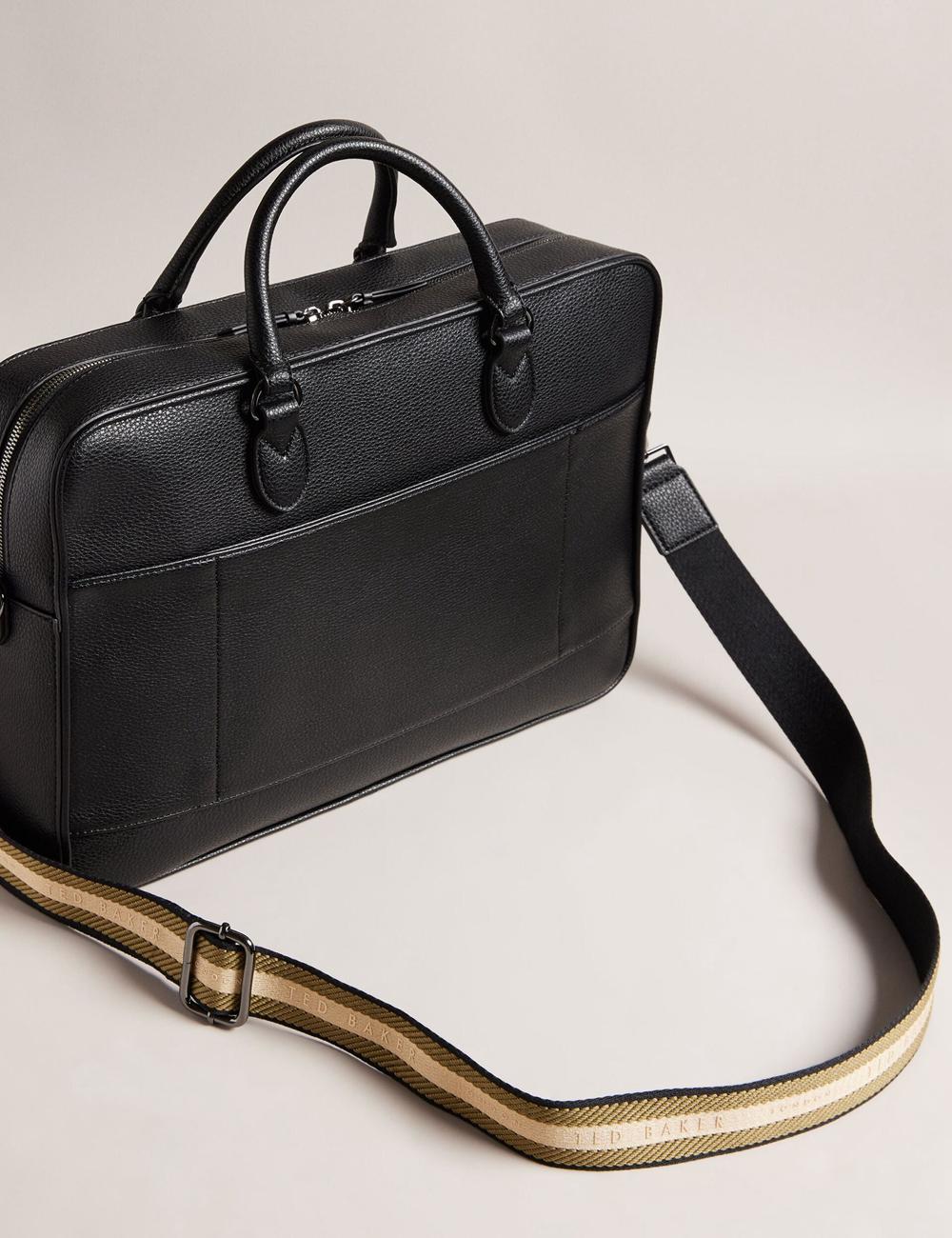 Men Ted Baker KADEN - Branded Webbing PU Leather Document Shoulder Bags Black | Egypt  SCGOV-3062