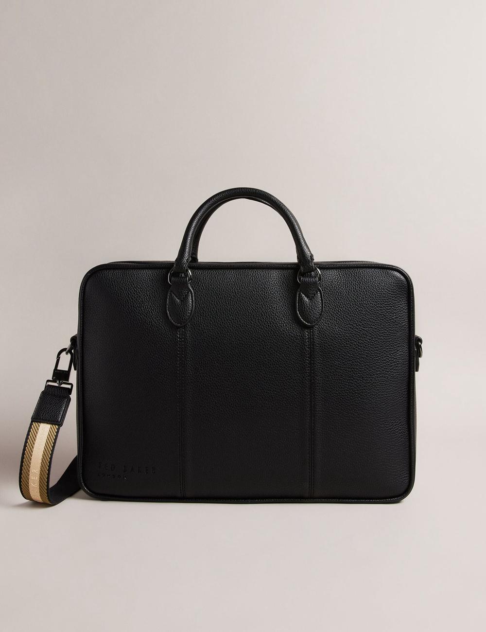 Men Ted Baker KADEN - Branded Webbing PU Leather Document Shoulder Bags Black | Egypt  SCGOV-3062