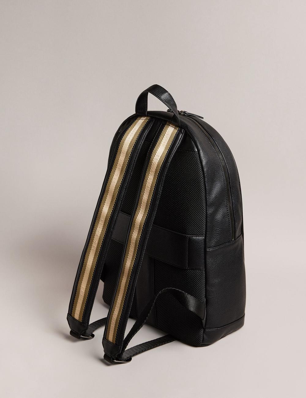 Men Ted Baker KAILEB - Webbing Strap Faux Leather Backpacks Black | Egypt  MVOCD-2583