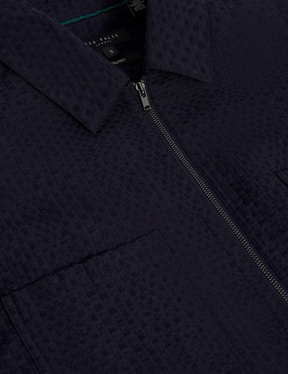 Men Ted Baker KAILINS - Long Sleeve Zip-Through Cotton Overshirt Overshirts Navy | Egypt  PHTDB-5671