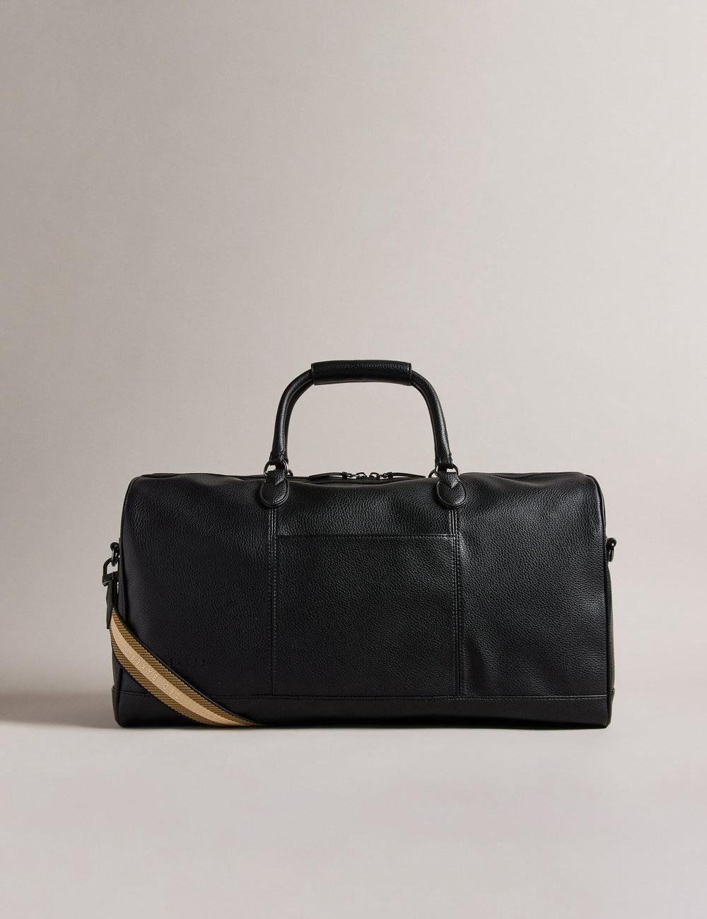 Men Ted Baker KALVIN - Webbing Faux Leather Holdall Bags Black | Egypt  TJLBE-5219