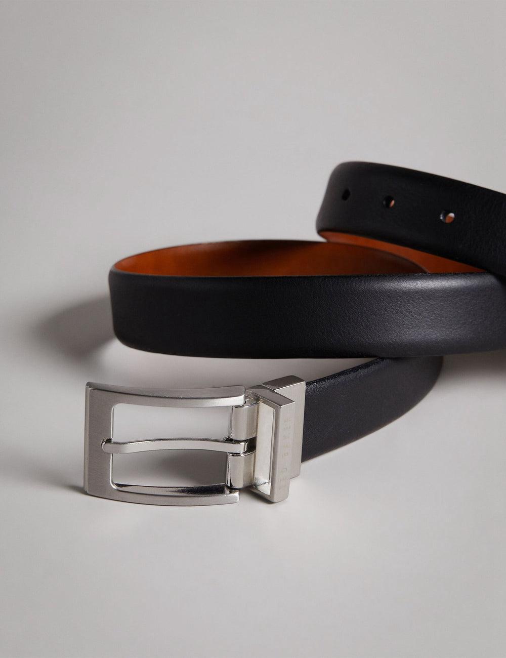 Men Ted Baker KARMER - Reversible Smooth Leather Belts Black | Egypt  JRZWB-4029