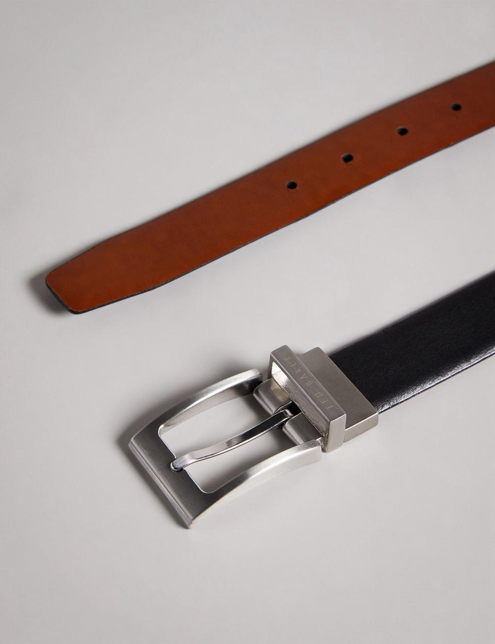 Men Ted Baker KARMER - Reversible Smooth Leather Belts Black | Egypt  JRZWB-4029