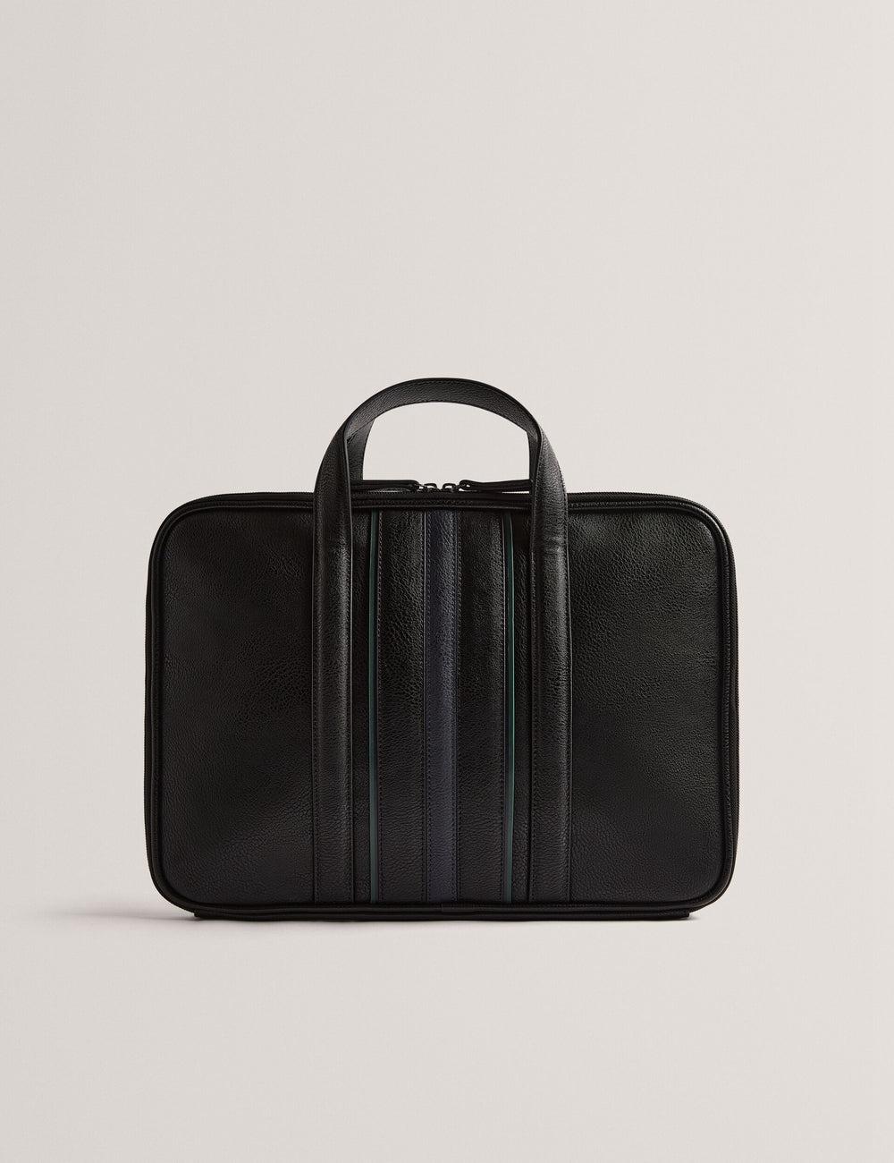 Men Ted Baker KEDRIK - Stripe Detail Faux Leather Document Bags Black | Egypt  LUOHG-5721
