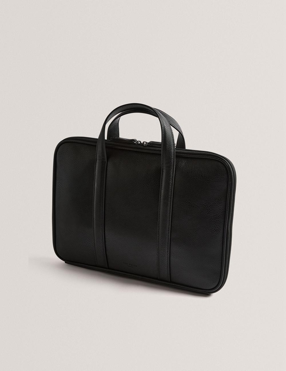 Men Ted Baker KEDRIK - Stripe Detail Faux Leather Document Bags Black | Egypt  LUOHG-5721