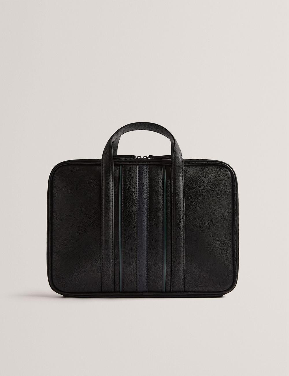 Men Ted Baker KEDRIK - Stripe Detail Faux Leather Document Bags Black | Egypt  LUOHG-5721
