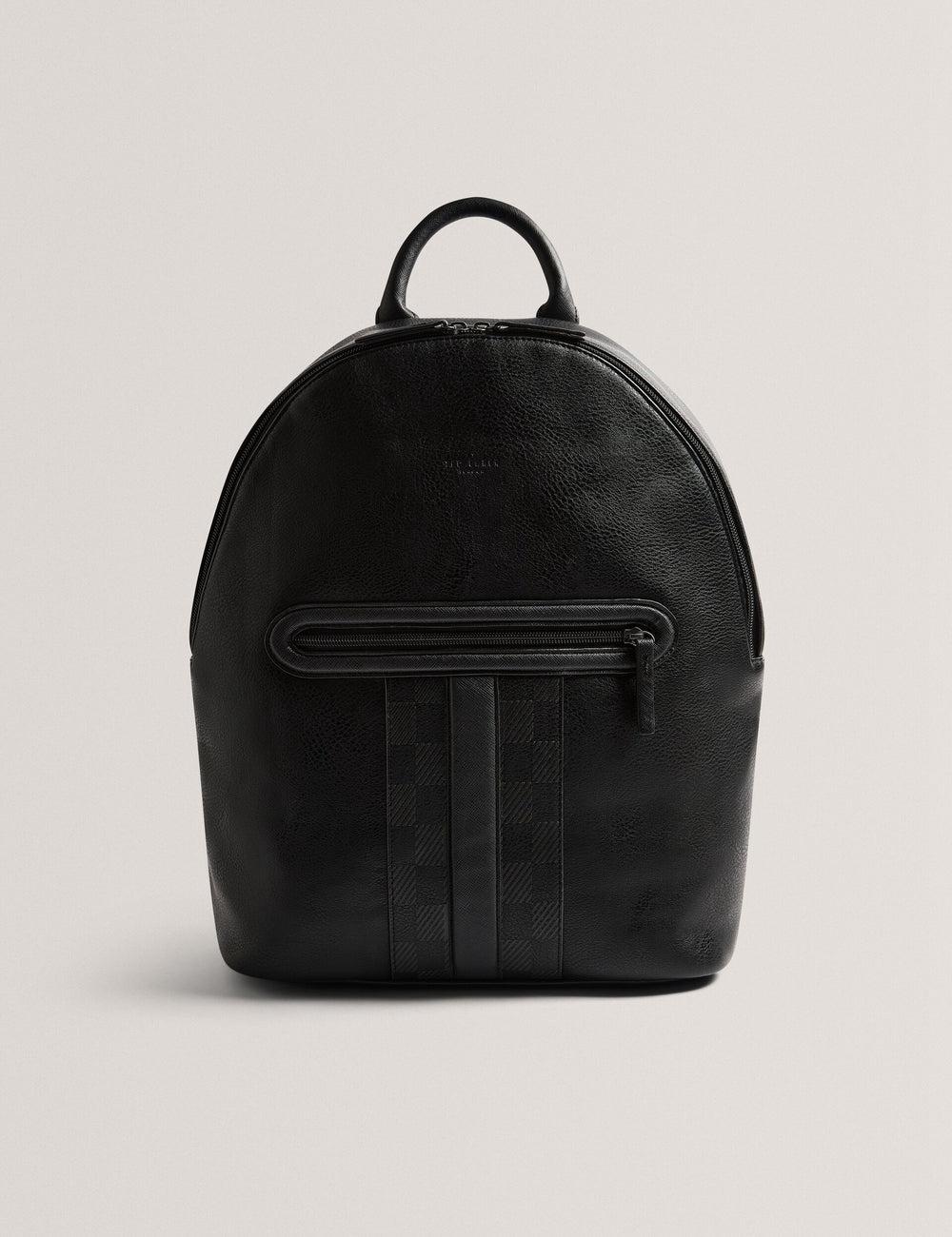 Men Ted Baker KEIIGAN - Striped Panel PU Reporter Backpacks Black | Egypt  DJKEQ-4916