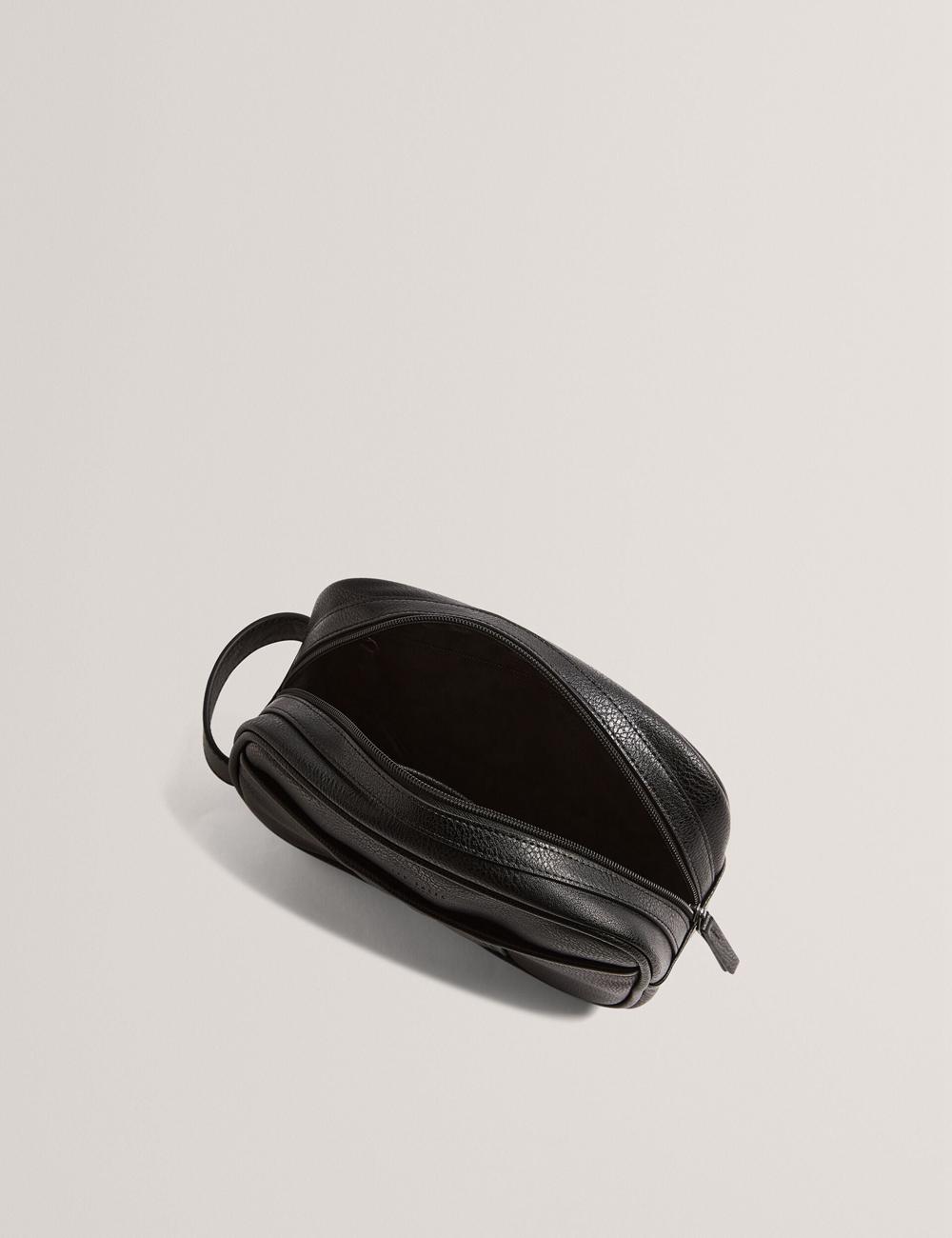 Men Ted Baker KEILAB - Faux Leather Striped Panel Wash Bags Black | Egypt  NMUJS-9543