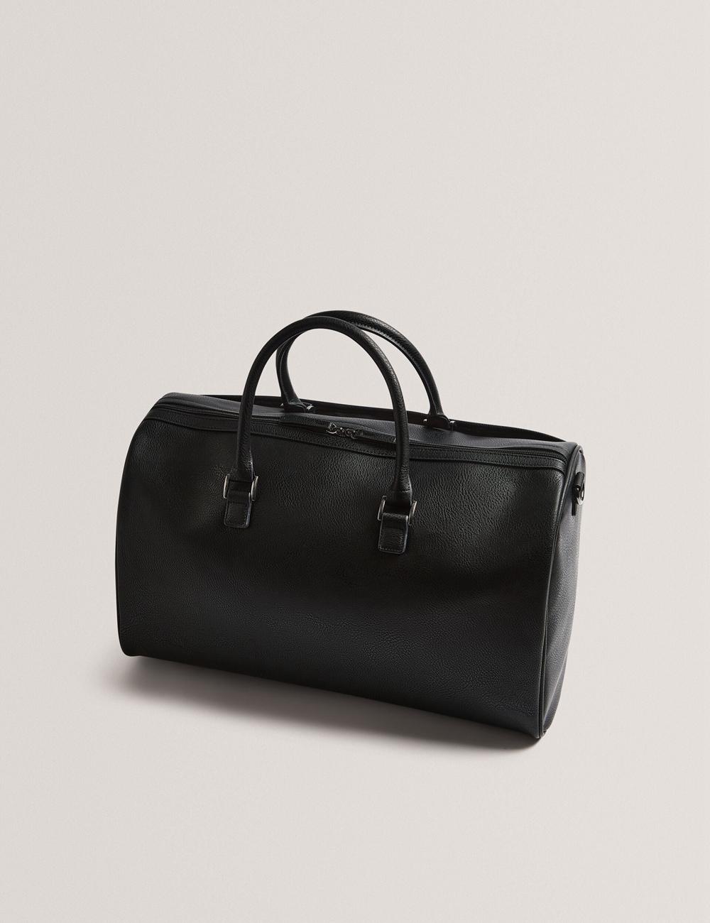Men Ted Baker KELVIN - Striped Panel Faux Leather Holdall Bags Black | Egypt  CNFKW-7453