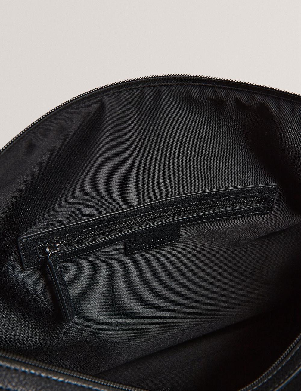 Men Ted Baker KELVIN - Striped Panel Faux Leather Holdall Bags Black | Egypt  CNFKW-7453