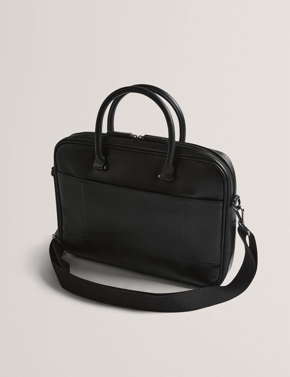 Men Ted Baker KENRIIK - Faux Leather Striped Panel Document Bags Black | Egypt  KUFLM-7308