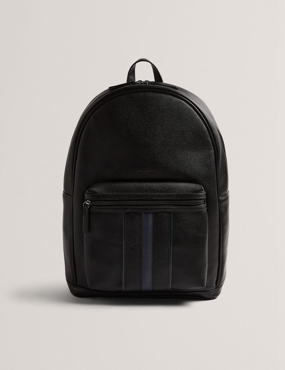 Men Ted Baker KEVIIN - Faux Leather Striped Panel Backpacks Black | Egypt  ZNEUD-8372