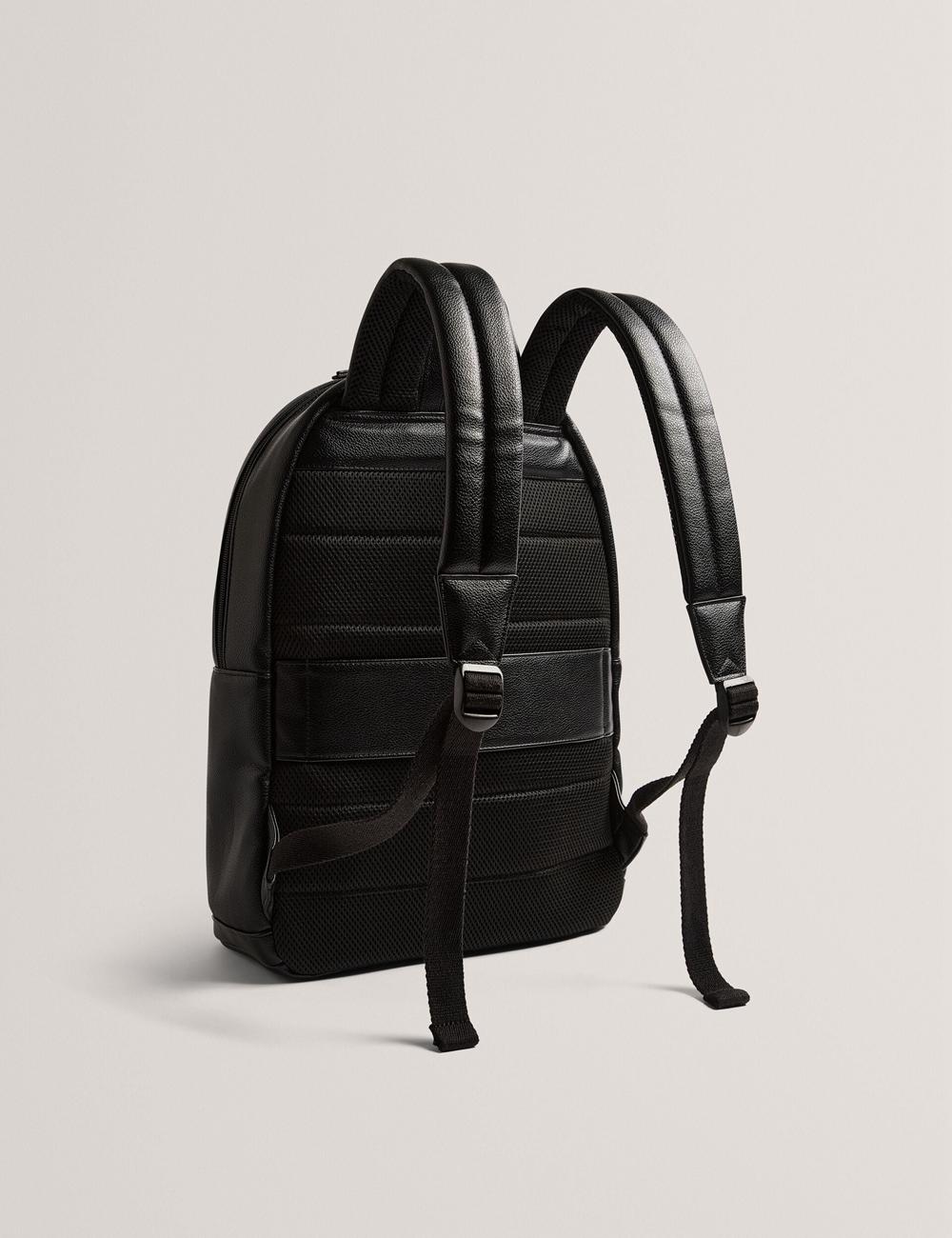 Men Ted Baker KEVIIN - Faux Leather Striped Panel Backpacks Black | Egypt  ZNEUD-8372