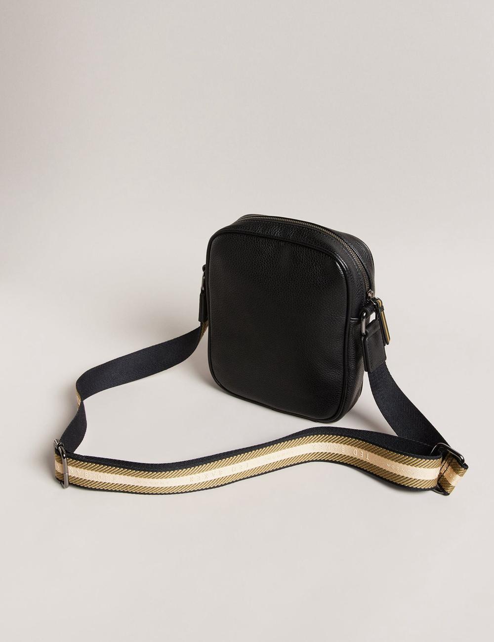 Men Ted Baker KIIAN - Small Reporter Webbing Shoulder Bags Black | Egypt  HXORF-9076