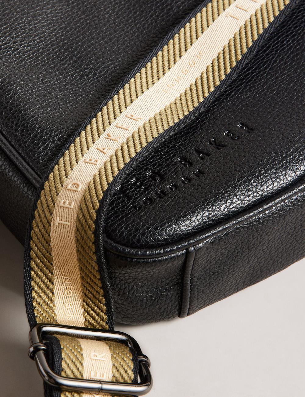 Men Ted Baker KIIAN - Small Reporter Webbing Shoulder Bags Black | Egypt  HXORF-9076