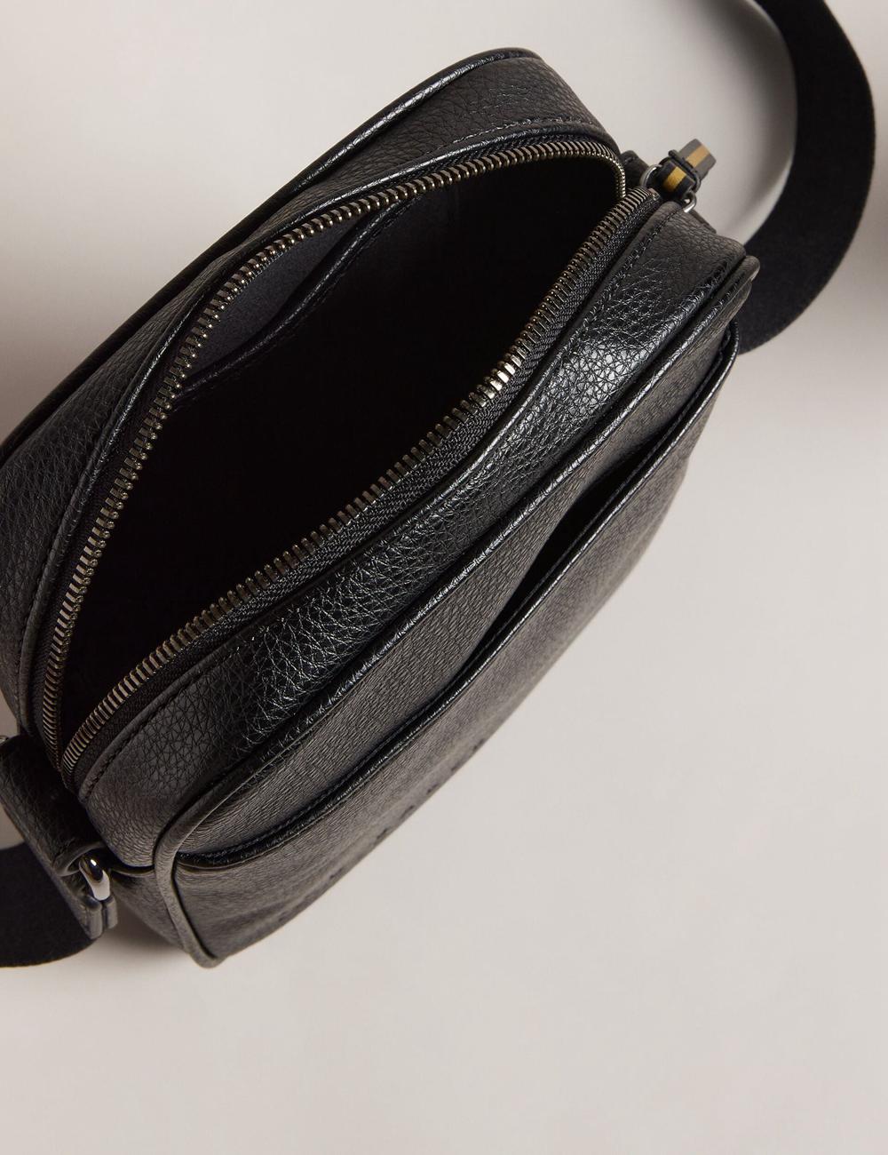 Men Ted Baker KIIAN - Small Reporter Webbing Shoulder Bags Black | Egypt  HXORF-9076