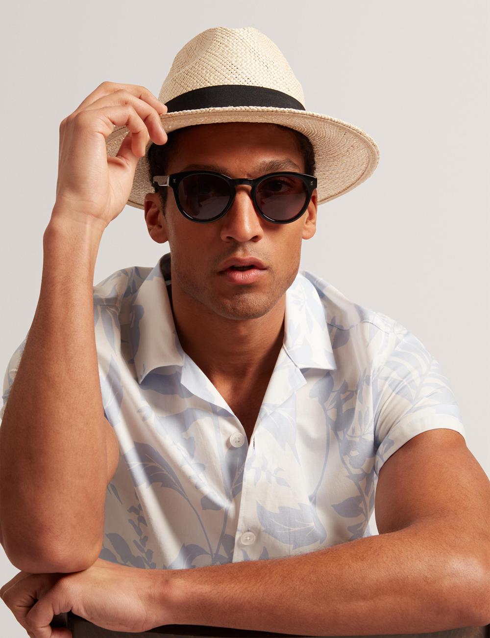 Men Ted Baker KITS - Short Sleeve Relaxed Floral Print Casual Shirts Lt-Blue | Egypt  JMKXU-5946