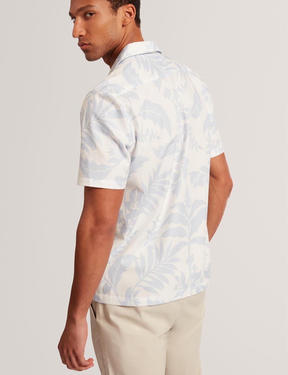 Men Ted Baker KITS - Short Sleeve Relaxed Floral Print Casual Shirts Lt-Blue | Egypt  JMKXU-5946