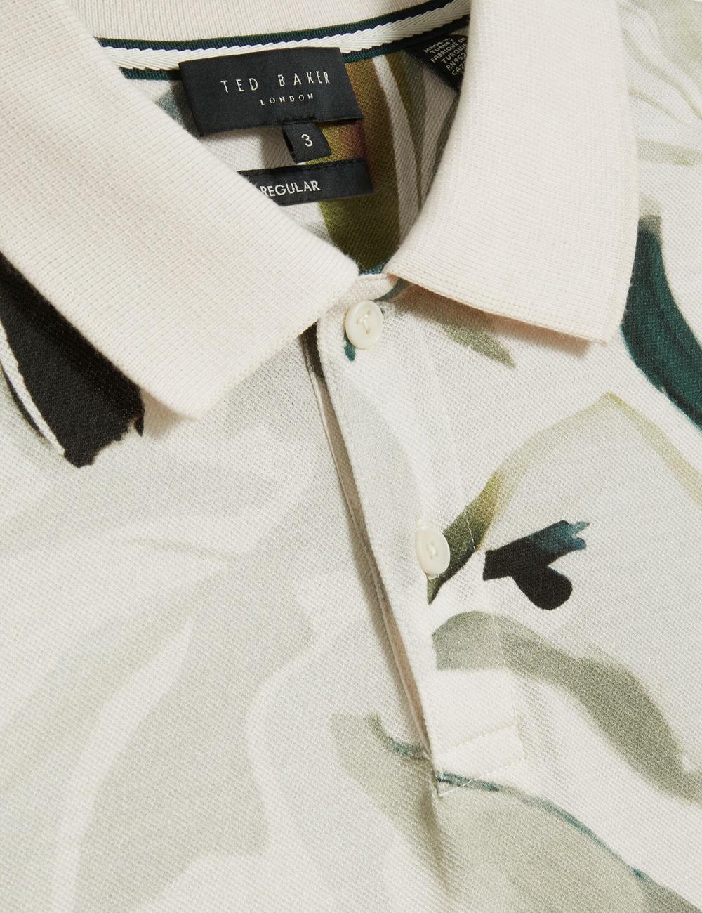 Men Ted Baker KIVEM - Short Sleeve Cotton Floral Print Polos Shirts Ecru | Egypt  JHCFE-6479
