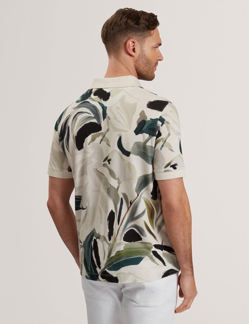 Men Ted Baker KIVEM - Short Sleeve Cotton Floral Print Polos Shirts Ecru | Egypt  JHCFE-6479