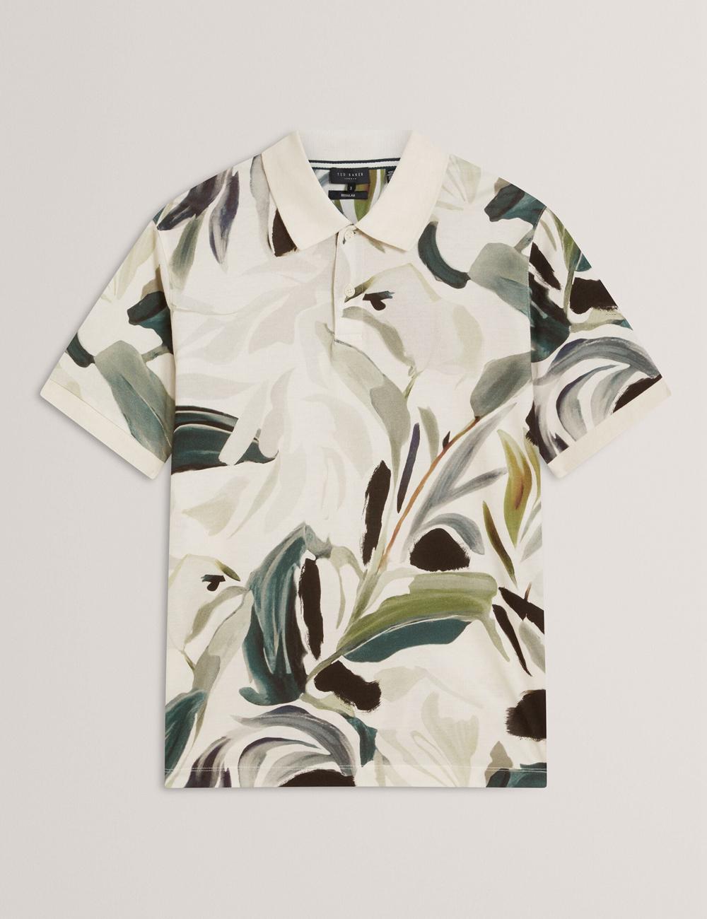 Men Ted Baker KIVEM - Short Sleeve Cotton Floral Print Polos Shirts Ecru | Egypt  JHCFE-6479
