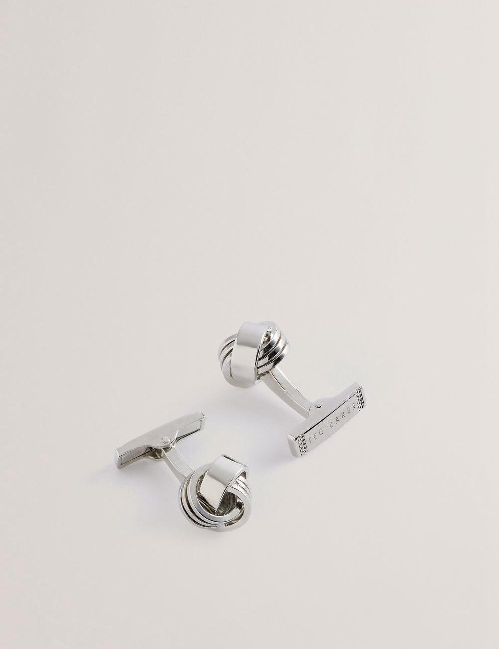 Men Ted Baker KNOTED - Knotted Shiny Metal Cufflinks Silver | Egypt  GDLMX-5724