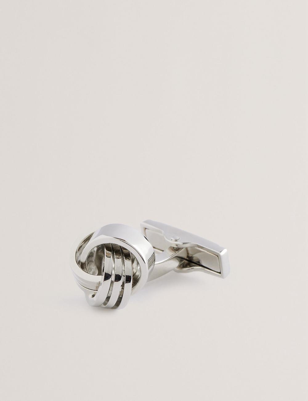 Men Ted Baker KNOTED - Knotted Shiny Metal Cufflinks Silver | Egypt  GDLMX-5724