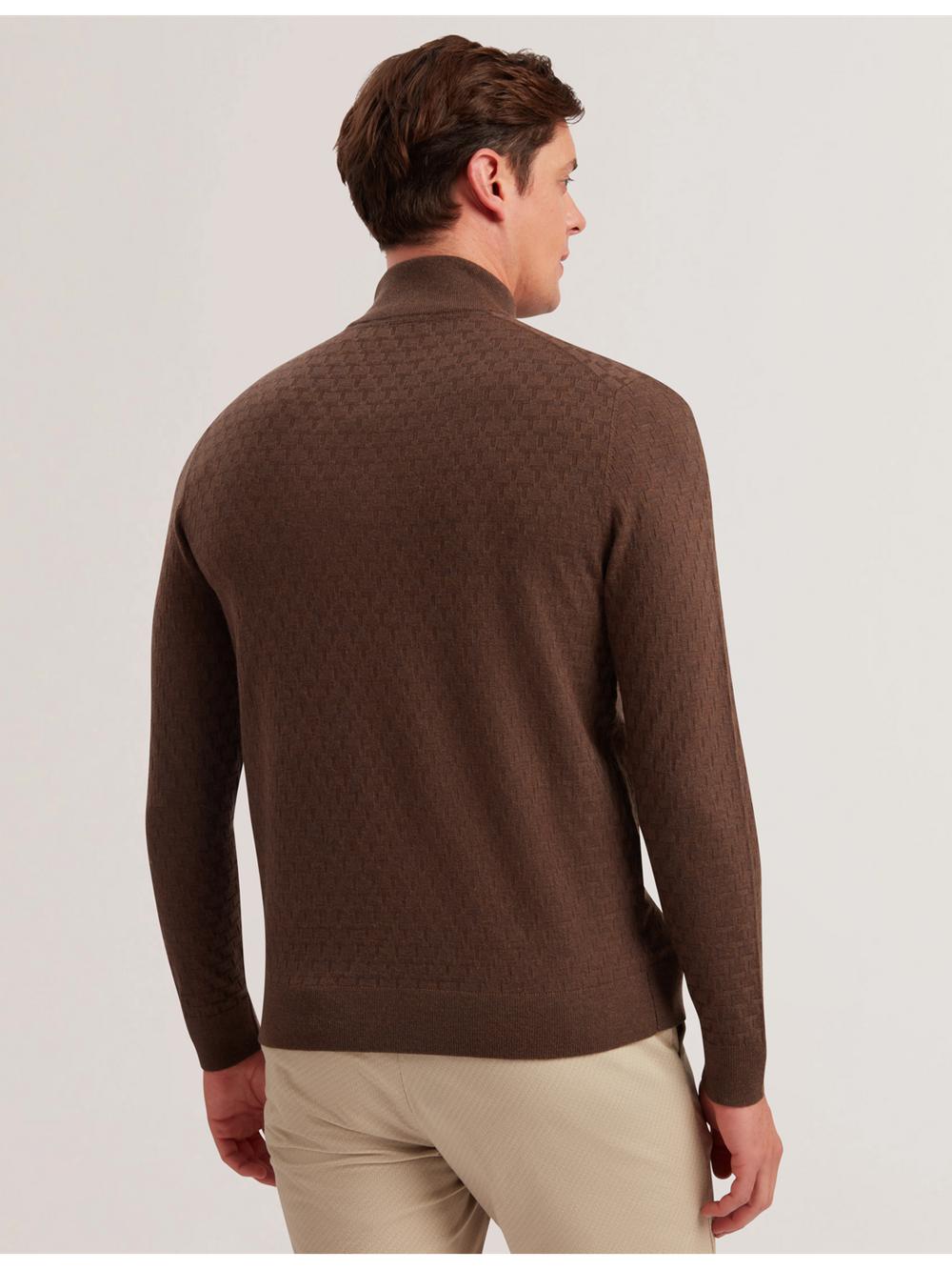 Men Ted Baker KURNLE - T Knit Half Zip Funnel Neck Jumpers Brown | Egypt  GQUKI-0573